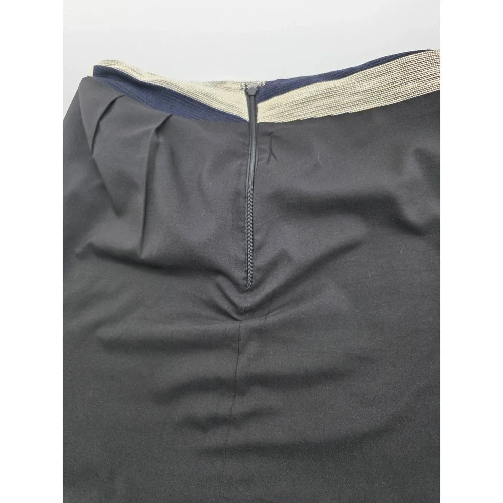 Striped Mini Skirt Women 0 Navy Blue Gold Excellent Textured‎ Lined Zip